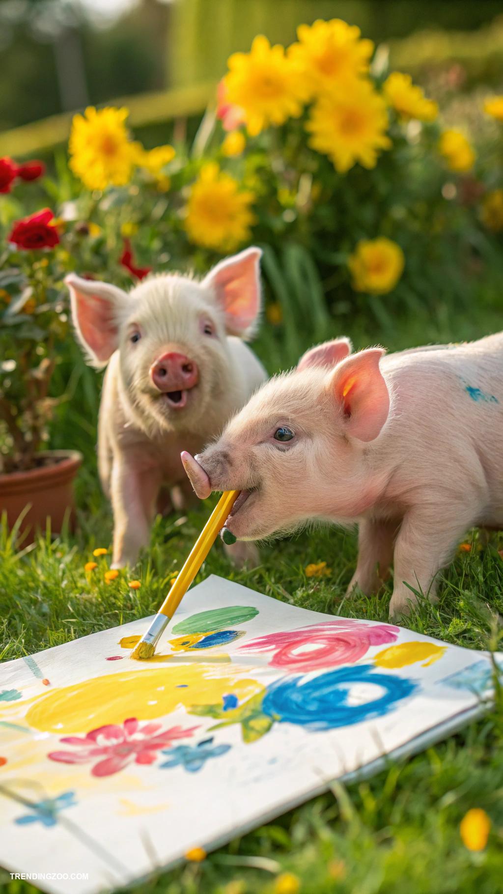 cute baby pigs Miniature piggy painting sessions