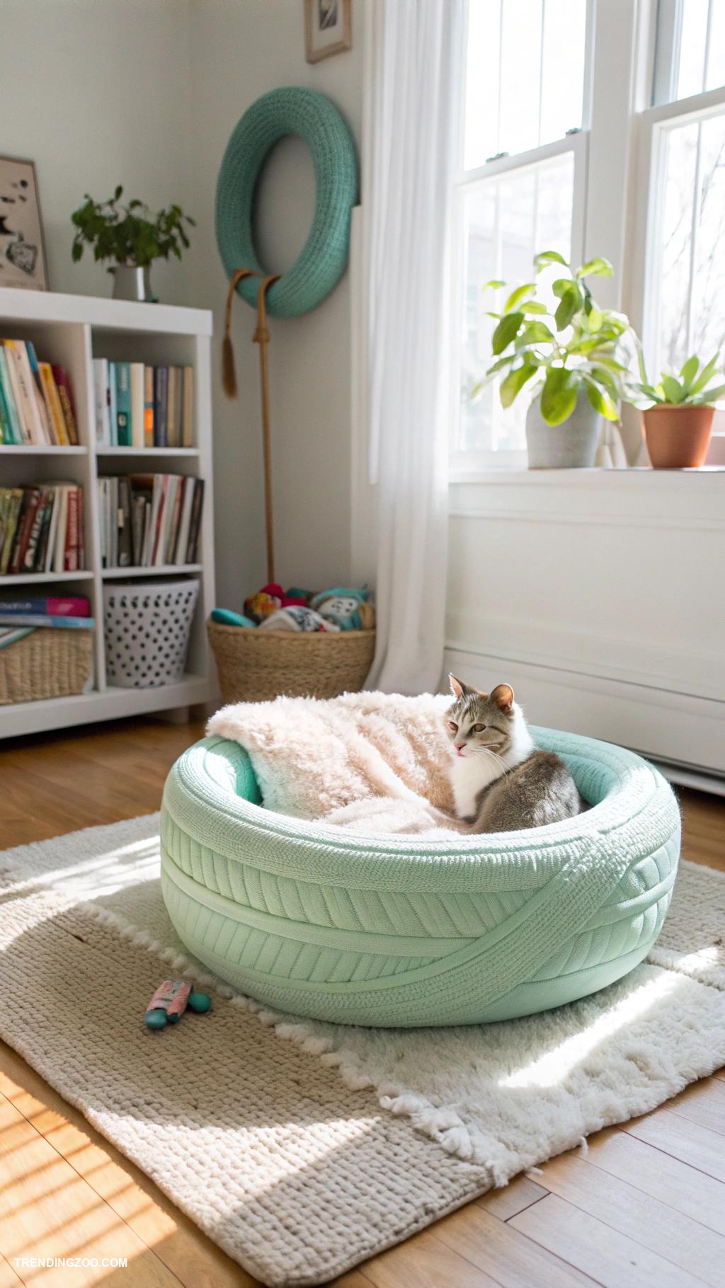 diy cat bed Recycled tire cat bed