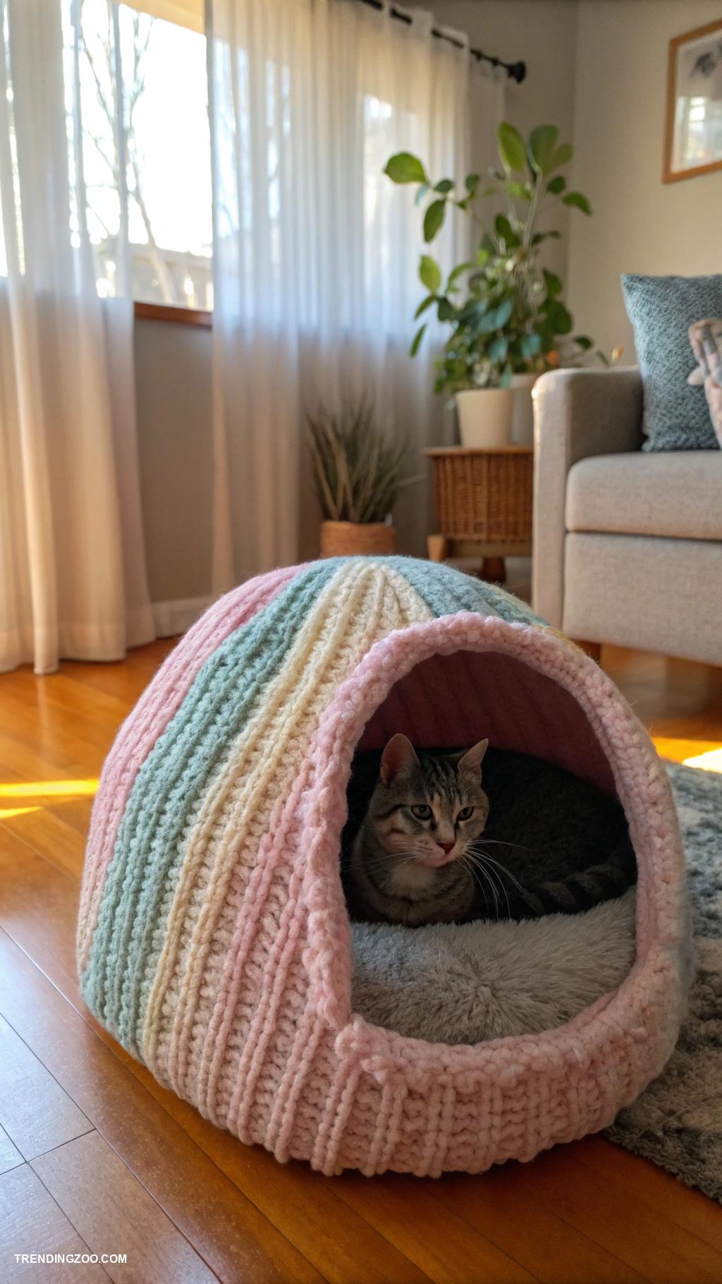 diy cat bed Upcycled sweater cat cave