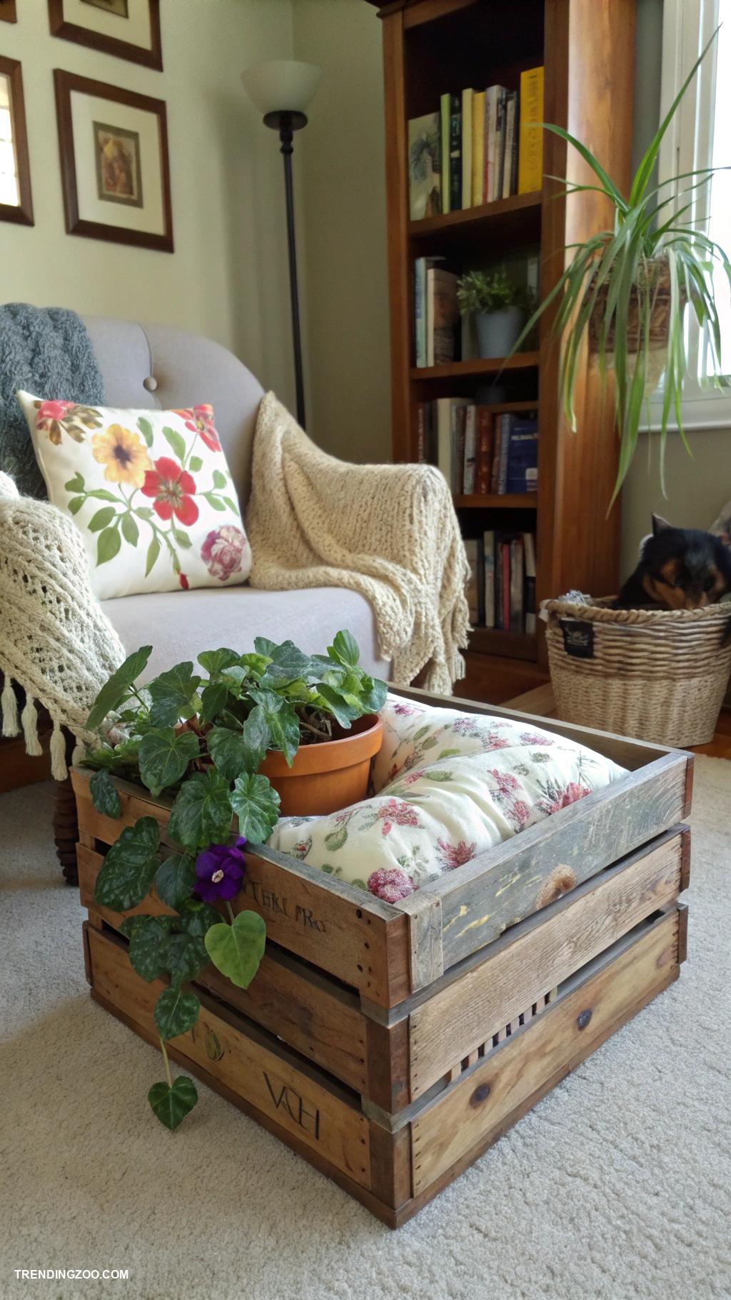 diy cat bed Wine crate cat perch