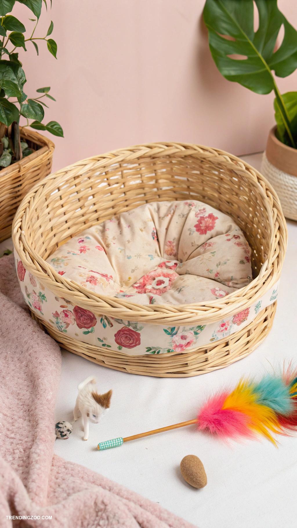 diy cat bed Woven basket with cushion