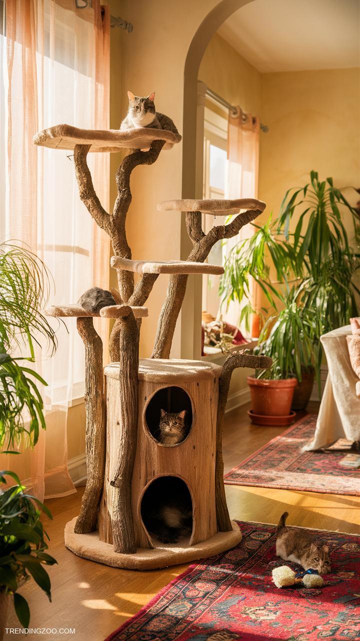 diy cat house Cat tree made from branches