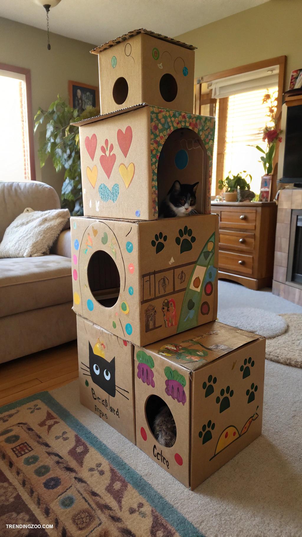 diy cat toys Cardboard box maze for exploration