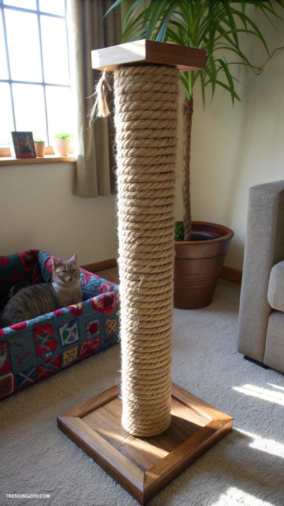 diy cat toys Homemade scratching post from rope