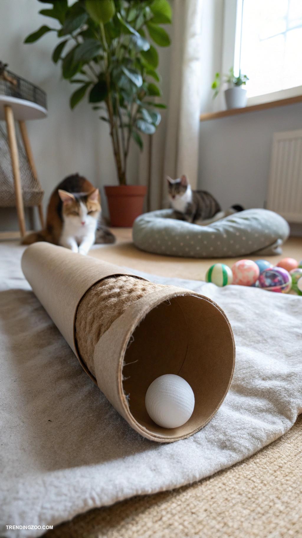 diy cat toys Ping pong balls in a cardboard tube