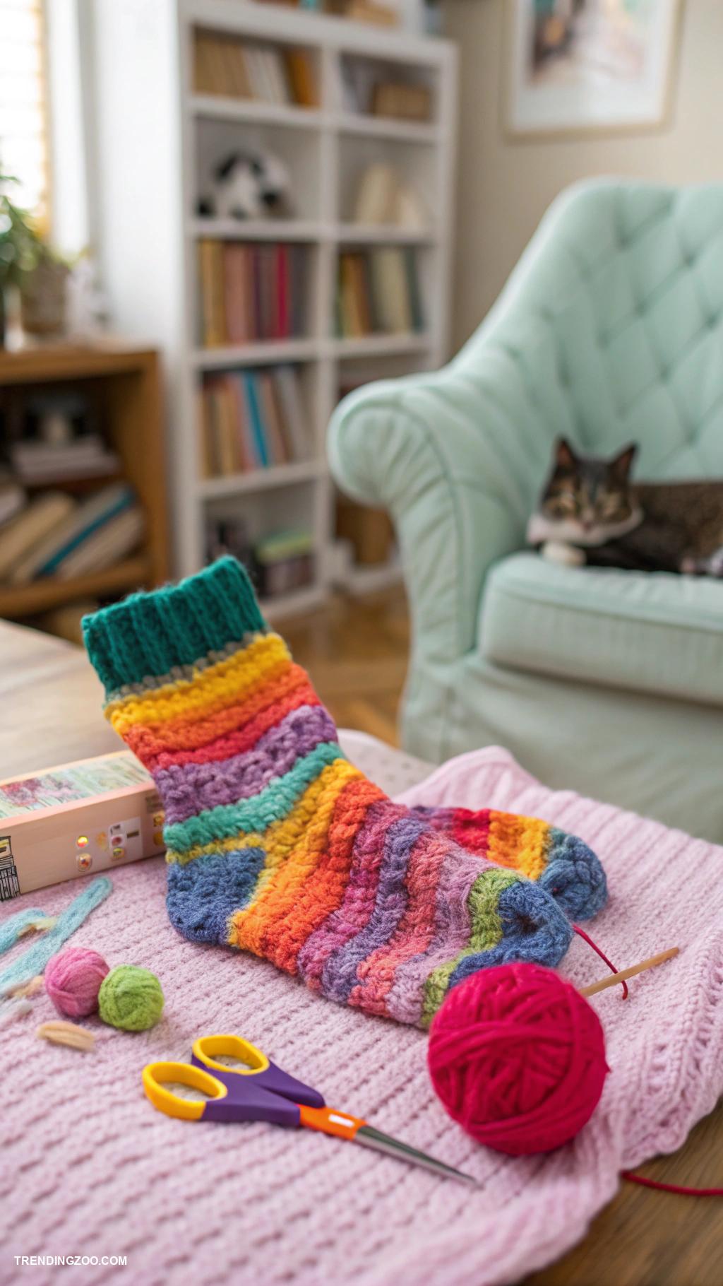 diy cat toys Sock filled with crinkly material