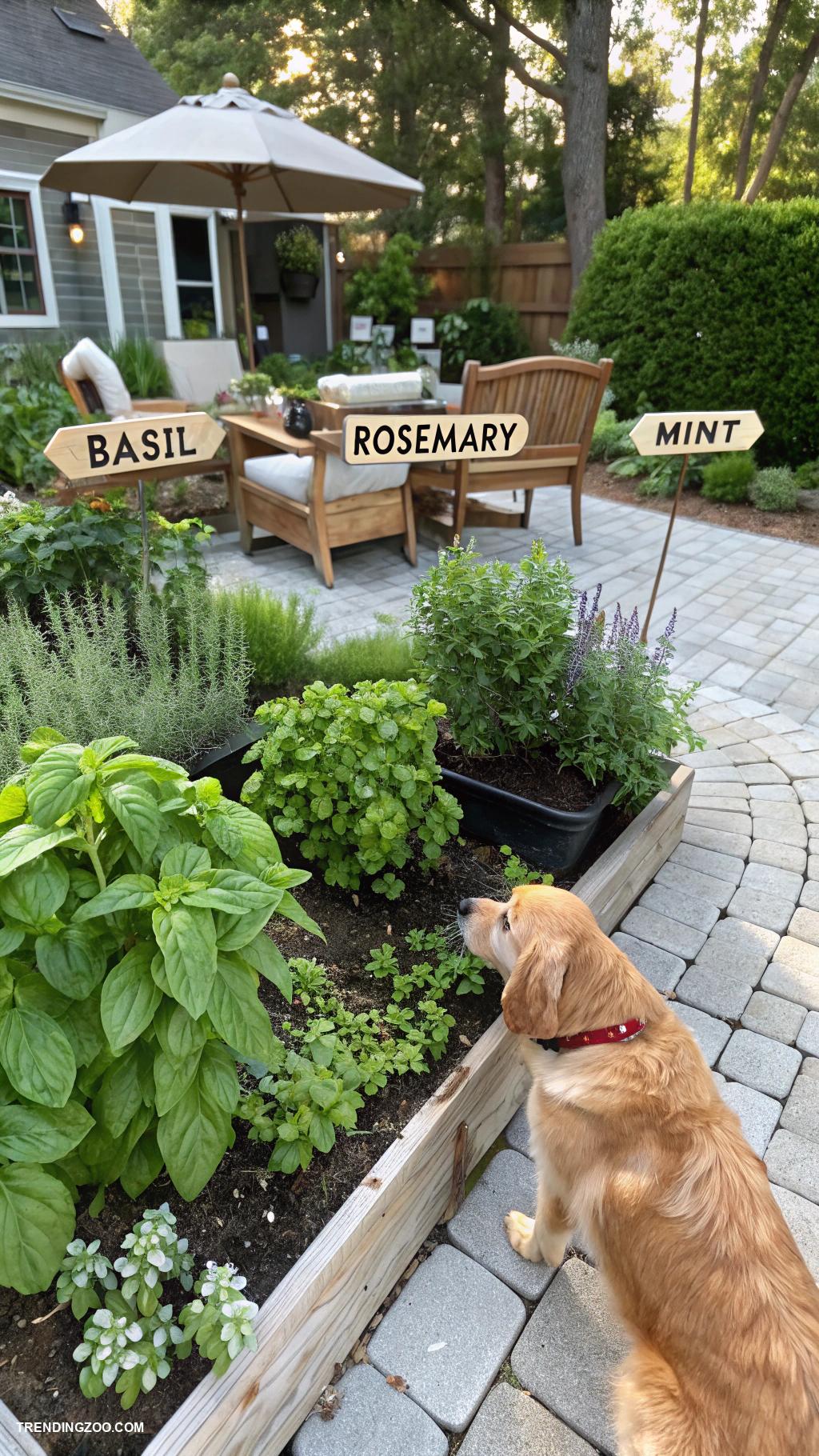 diy dog areas in backyard Dog friendly herb garden to explore