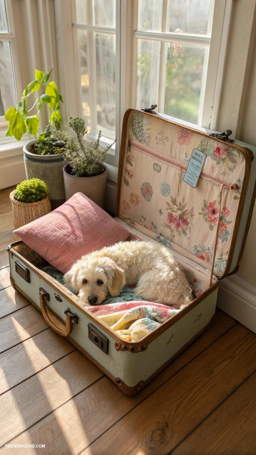 diy dog beds Suitcase vintage bed for dogs
