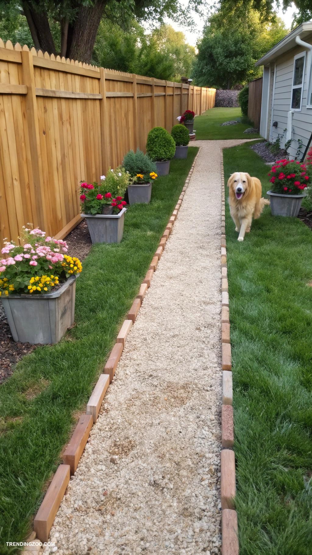 diy dog run cheap Create a gravel pathway for easy cleanup