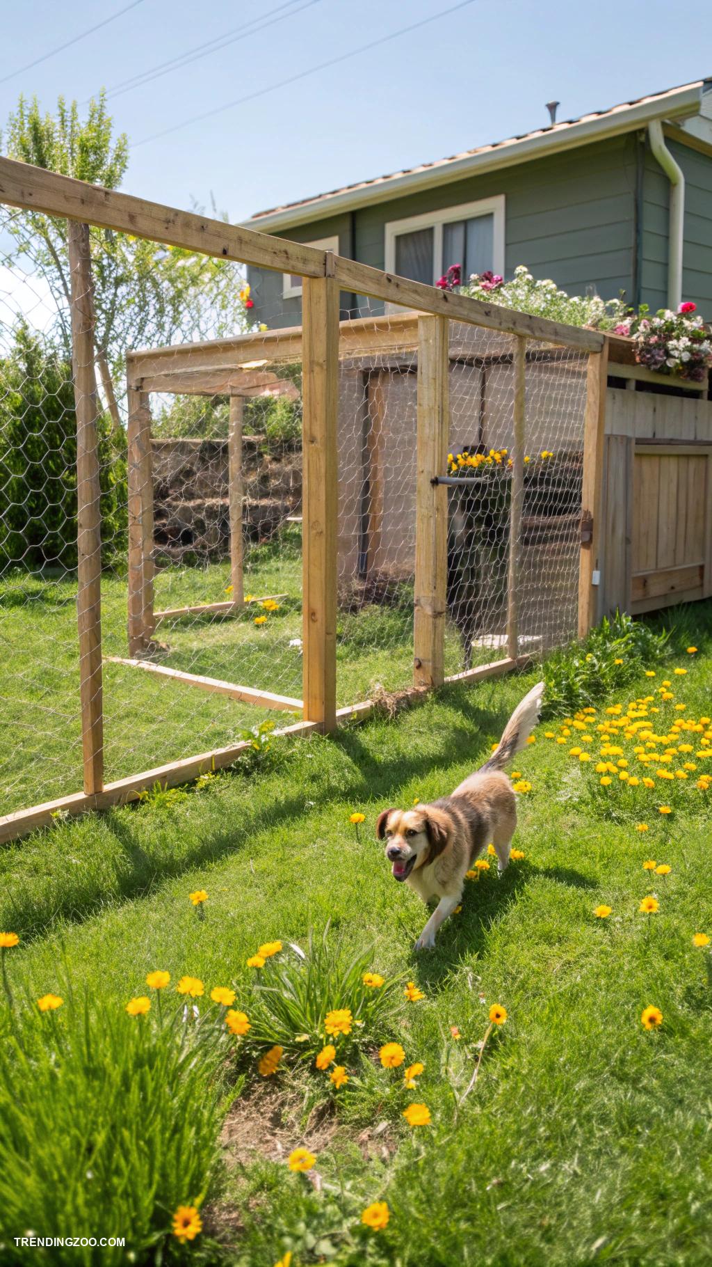 diy dog run cheap Install chicken wire for a budget friendly enclosure