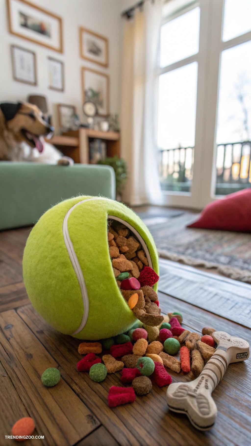 diy dog toys Tennis ball with treats inside