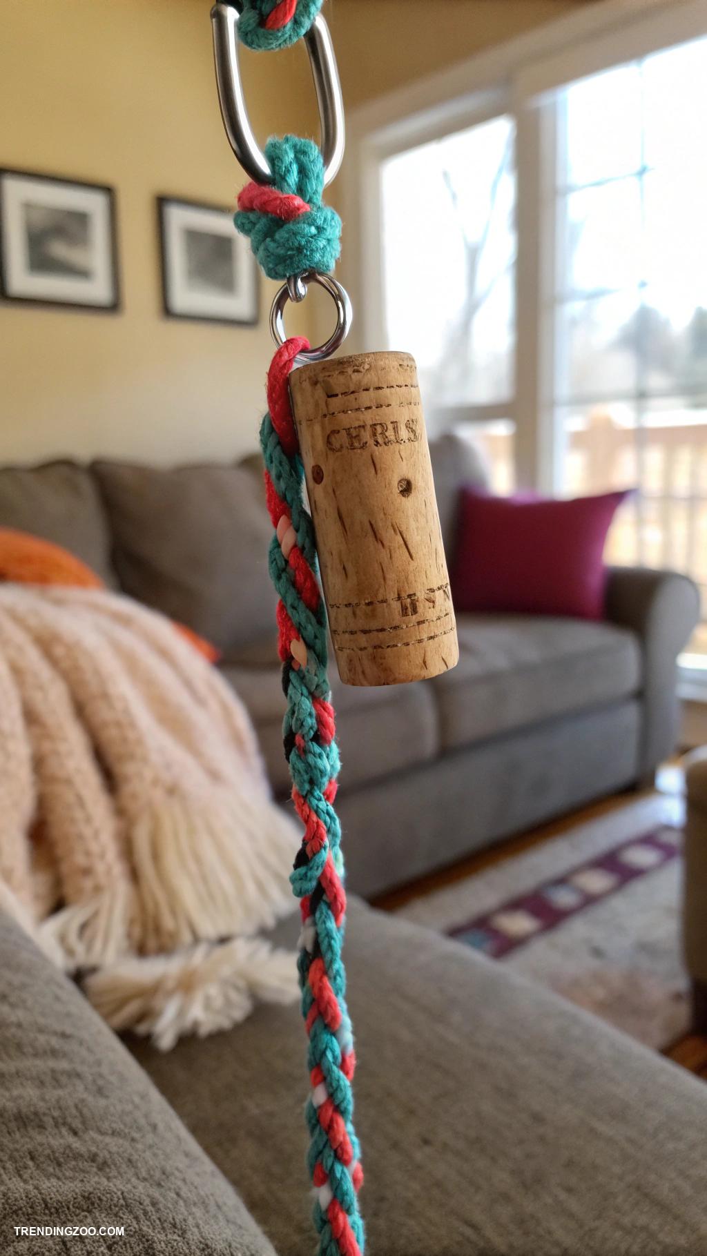 diy dog toys Wine cork chew toy on string