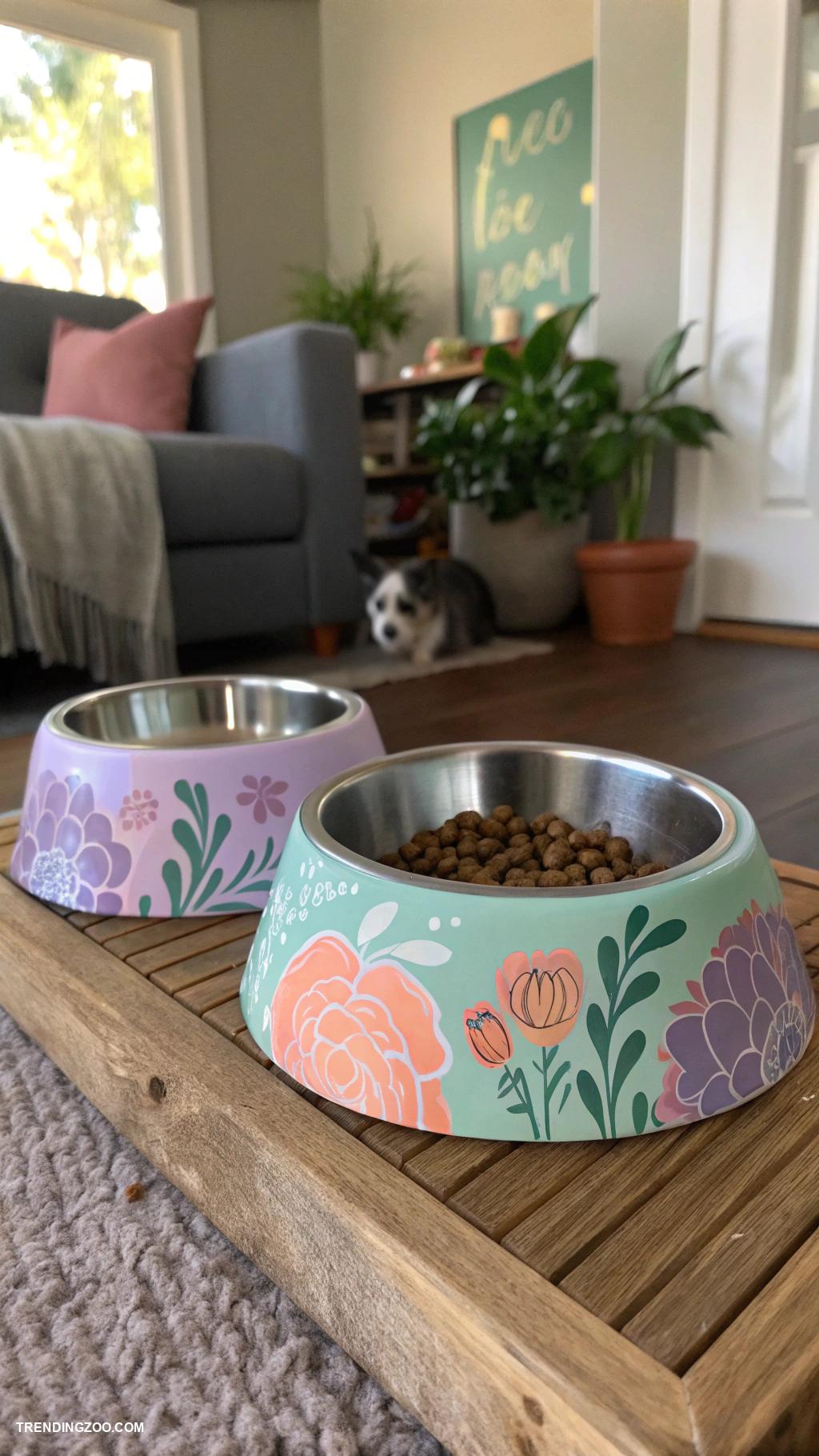 diy pet accessories Custom painted pet food and water bowls