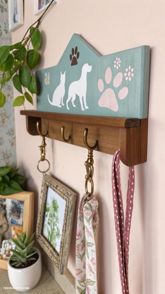 diy pet accessories Hand crafted leash holders with hooks