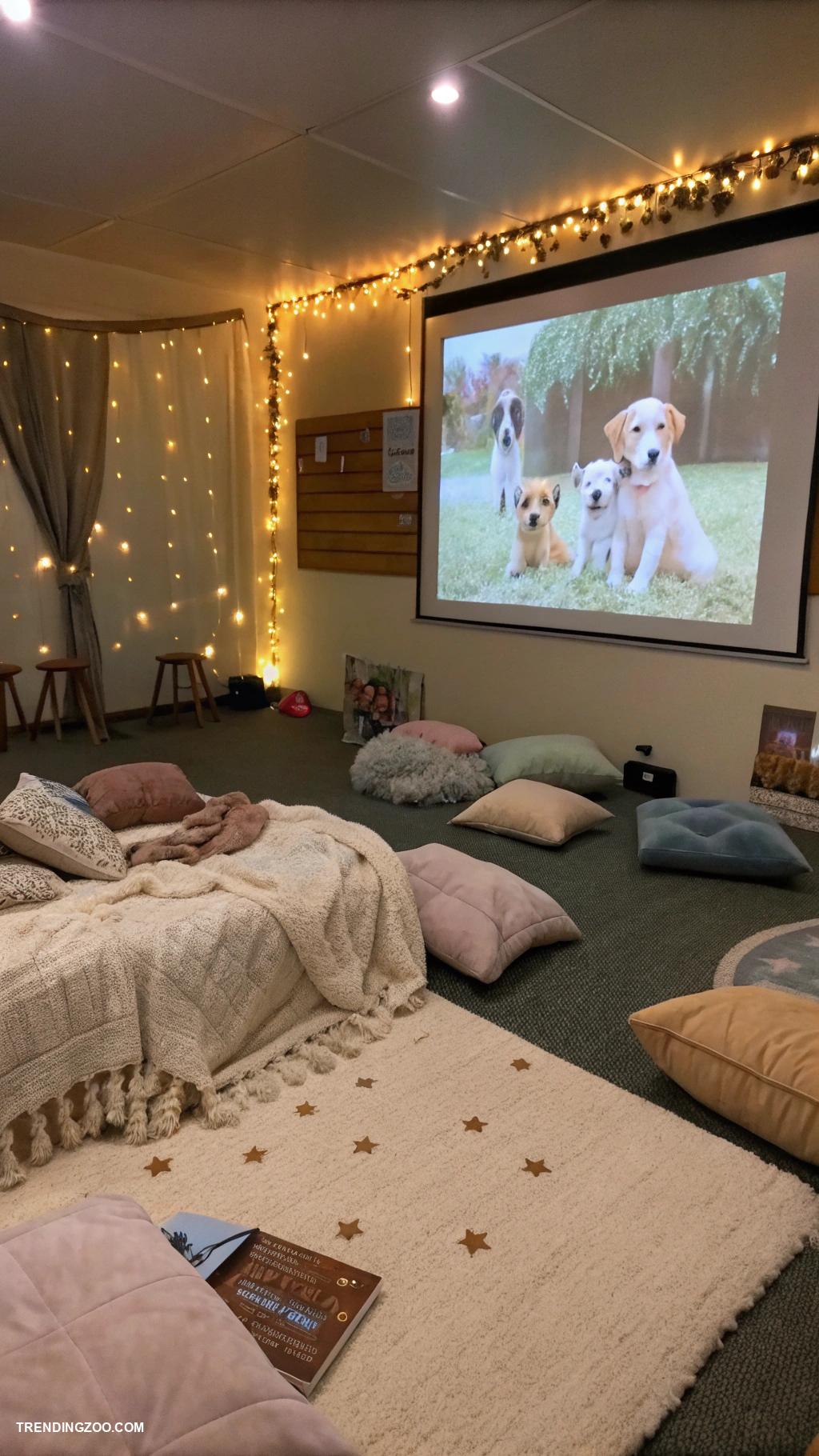 dog boarding facility ideas Cinematic movie nights for doggie guests