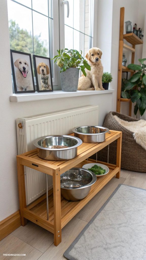 dog feeding station ideas Adjustable height feeder for growing puppies