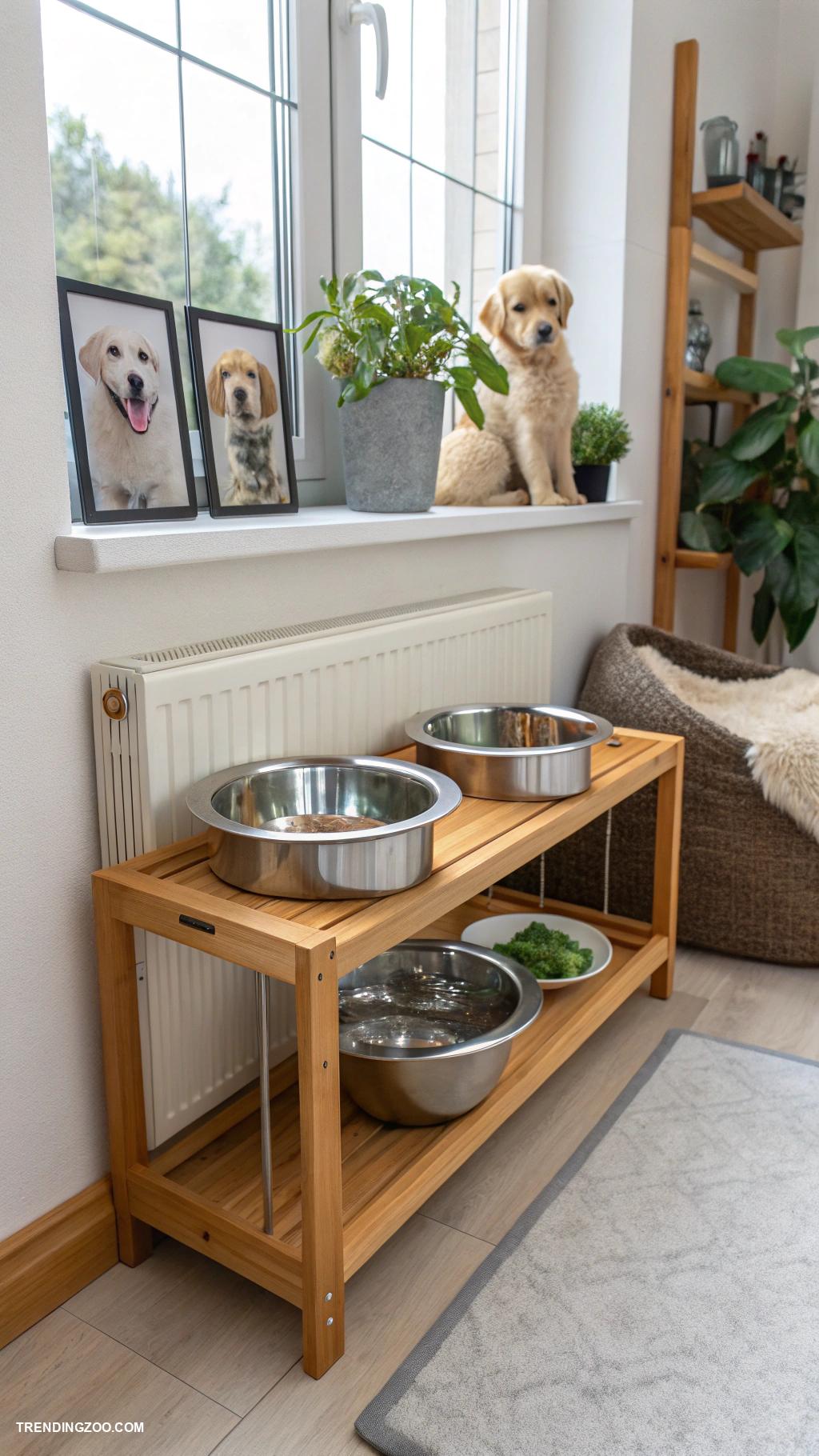 dog feeding station ideas Adjustable height feeder for growing puppies