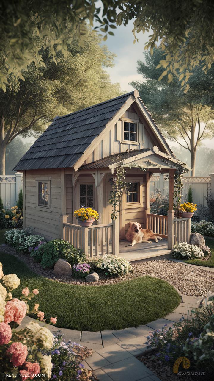 dog house ideas Large dog house with built in garden area
