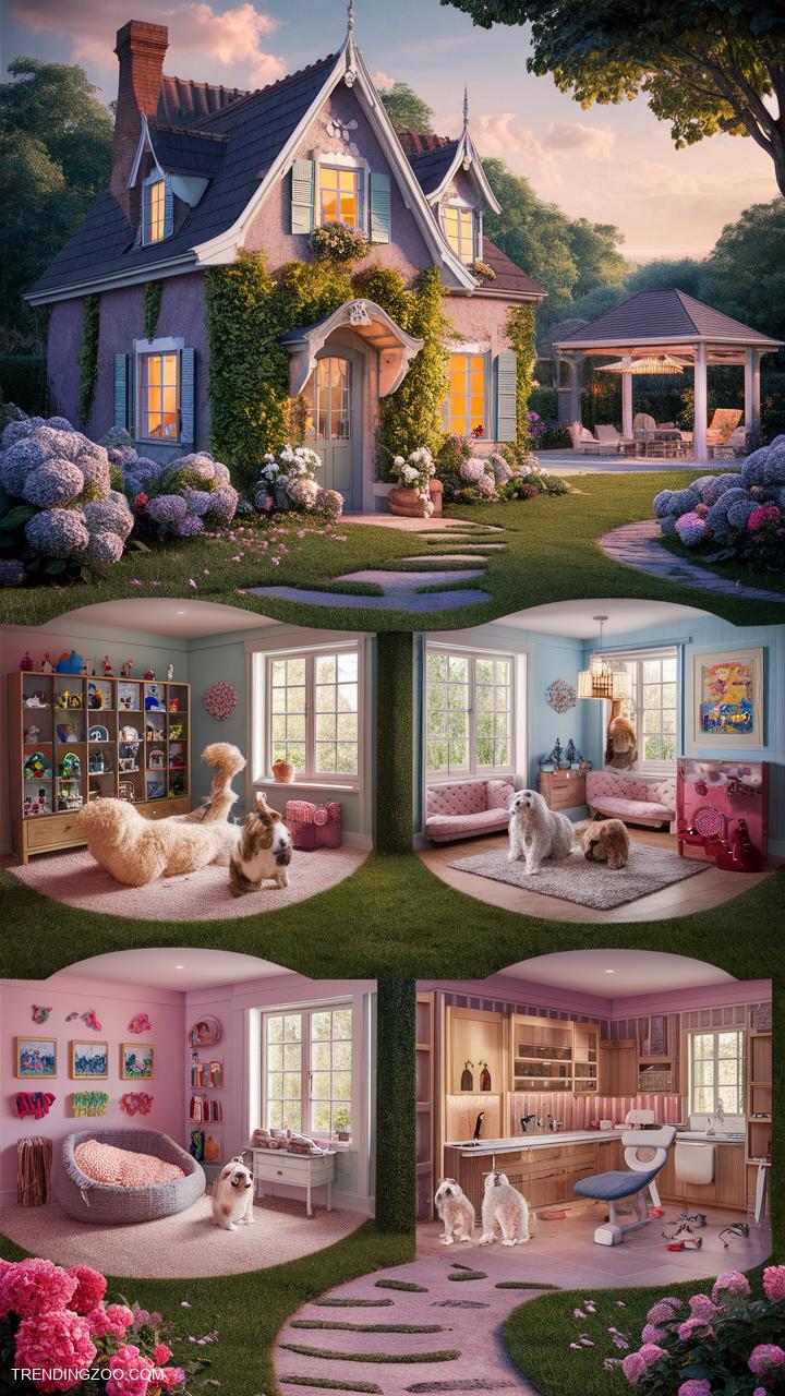 dog house ideas Luxury dog mansion with multiple rooms