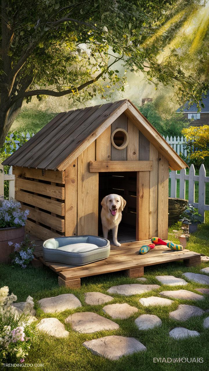 dog house ideas Repurposed wooden pallets for rustic charm