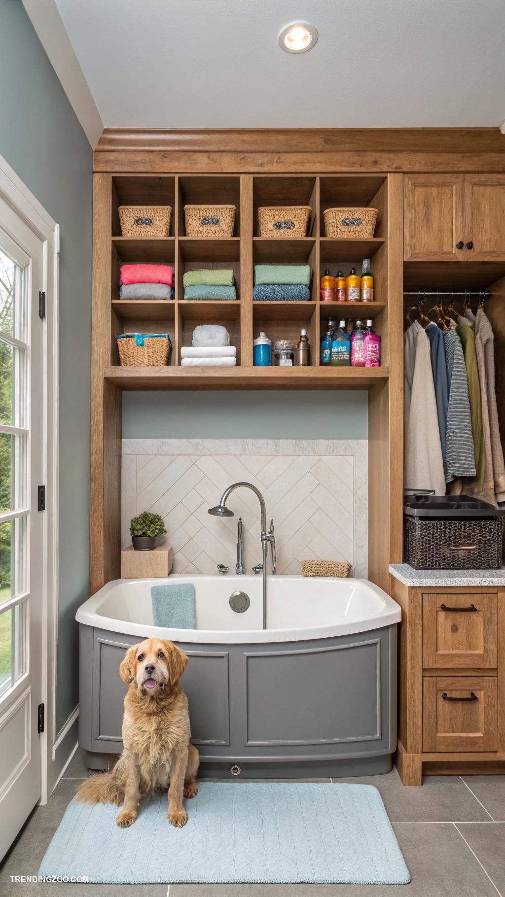 dog mud room ideas Stylish dog washing station with storage