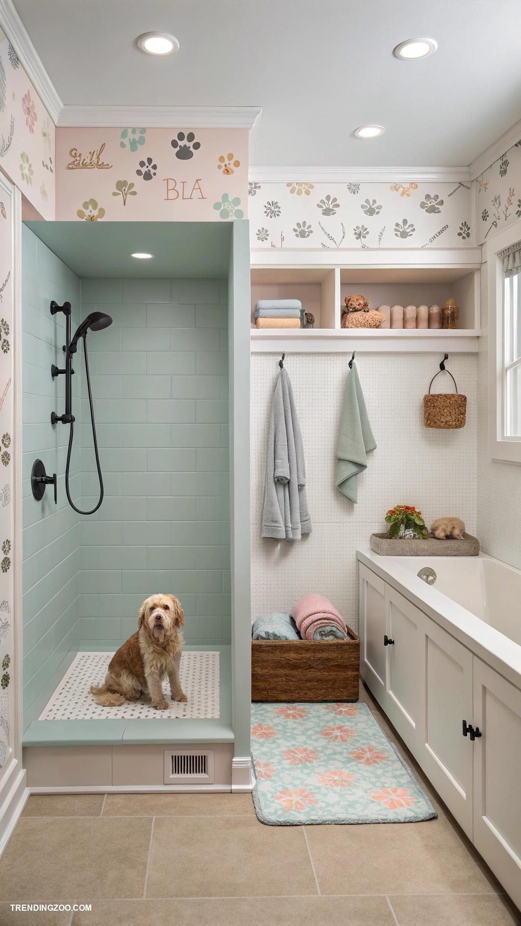 dog shower in laundry room Shower area with pet friendly non slip flooring