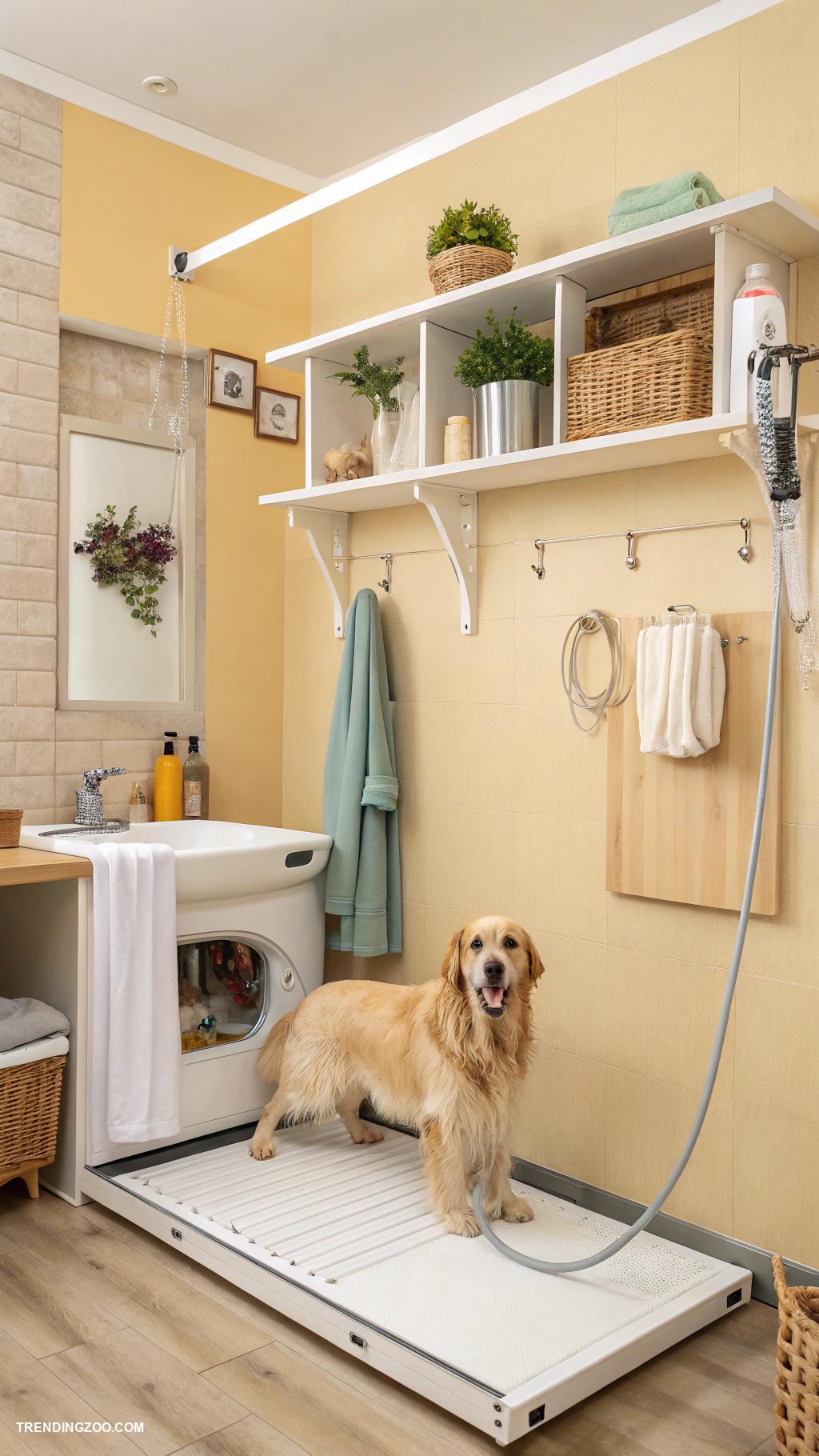 dog shower in laundry room Wall mounted folding shower platform