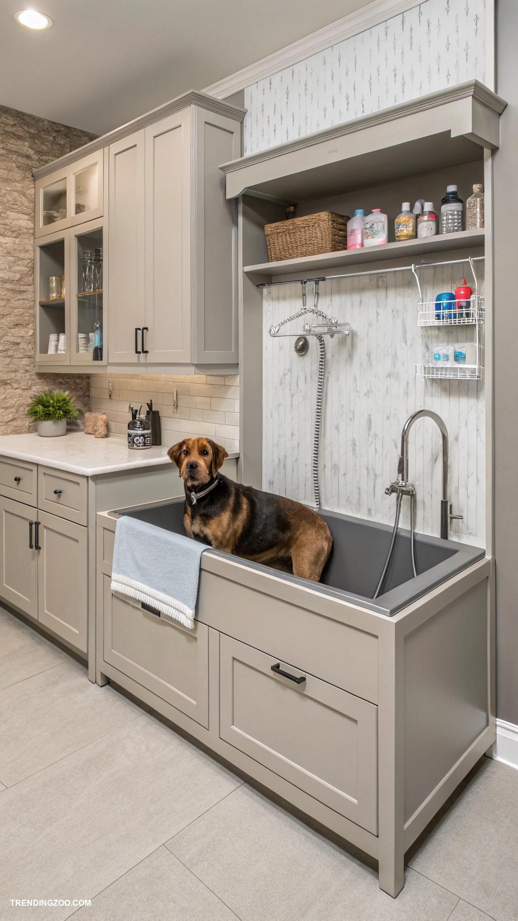 dog shower in laundry room Wash station with adjustable height feature