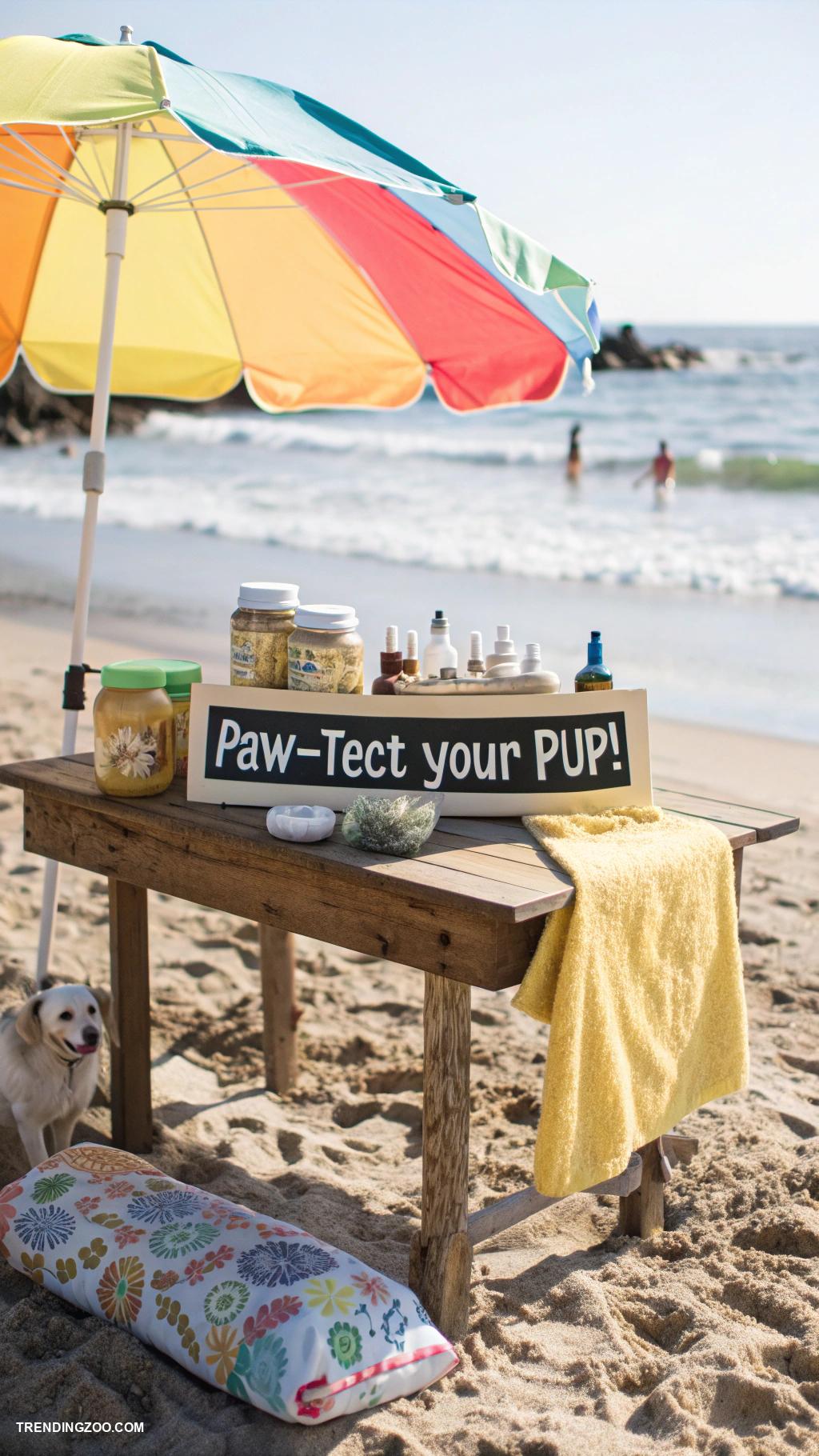 dogs at the beach DIY dog safe sunscreen application station