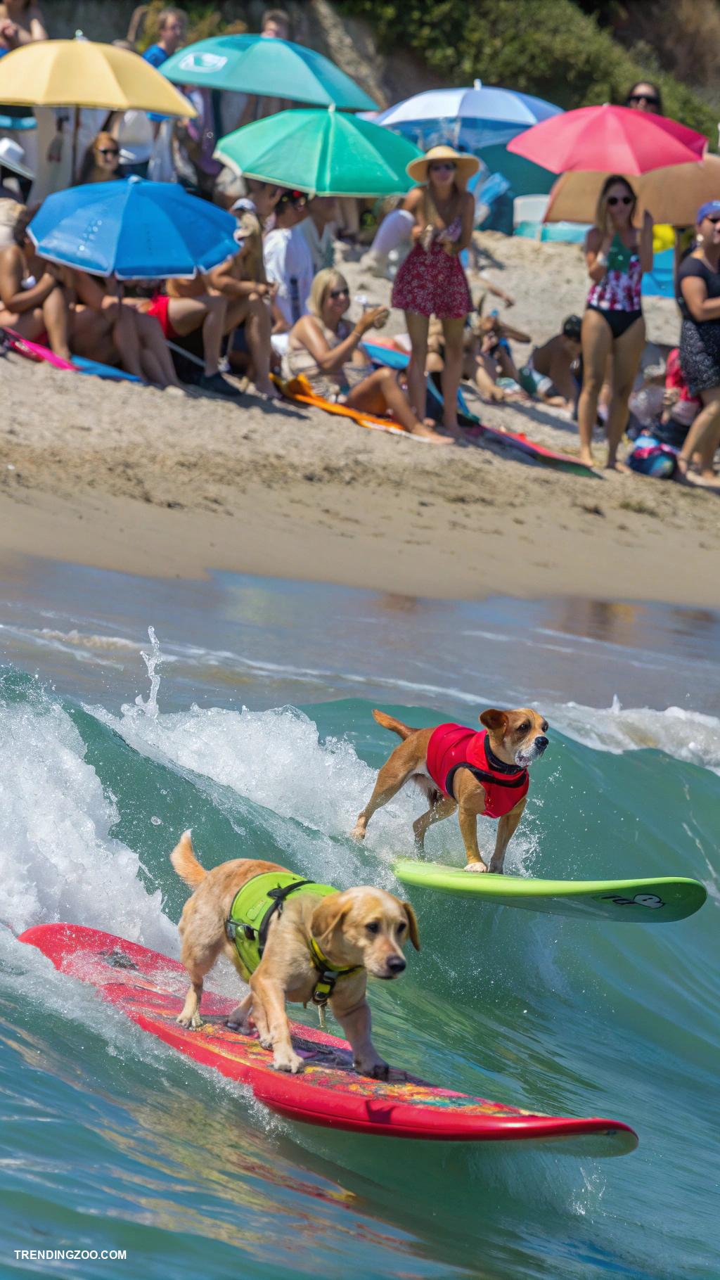 dogs at the beach Dog surfing contest for local pups