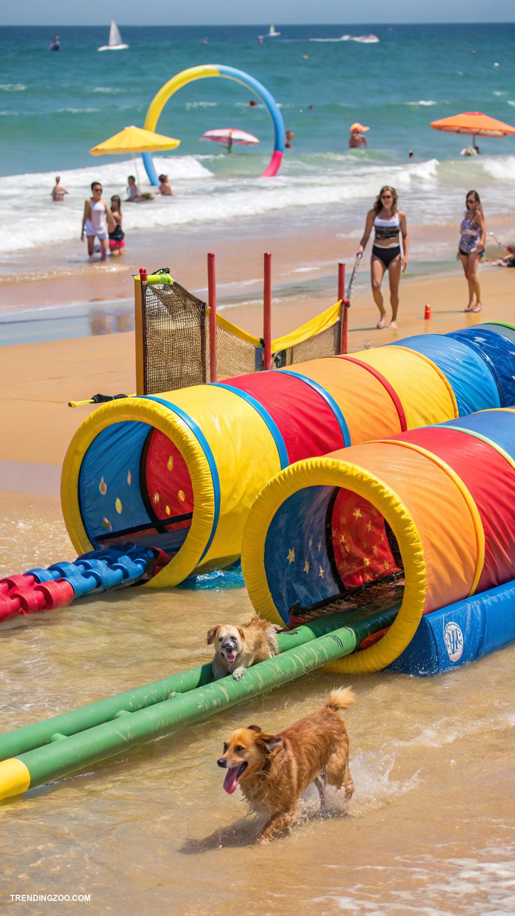 dogs at the beach Water obstacle course for adventurous pups