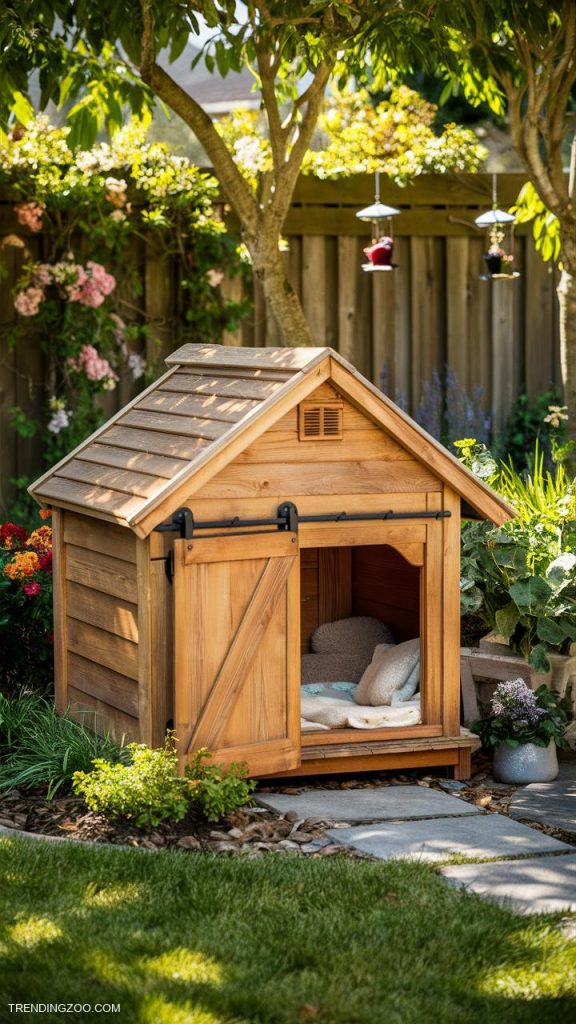 outdoor cat house ideas Wooden box with sliding door entrance