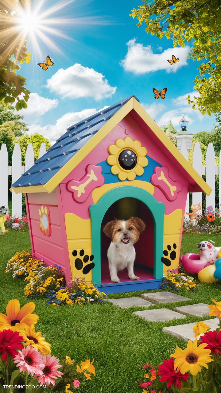 pallet dog house ideas Colorful painted exterior for playful vibe