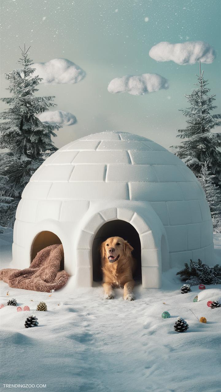 pallet dog house ideas Igloo shape for winter warmth