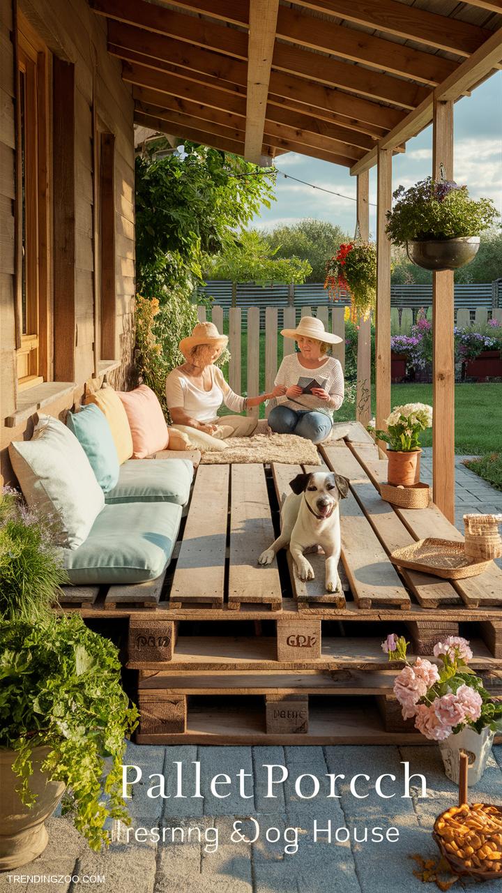 pallet dog house ideas Pallet porch with resting area