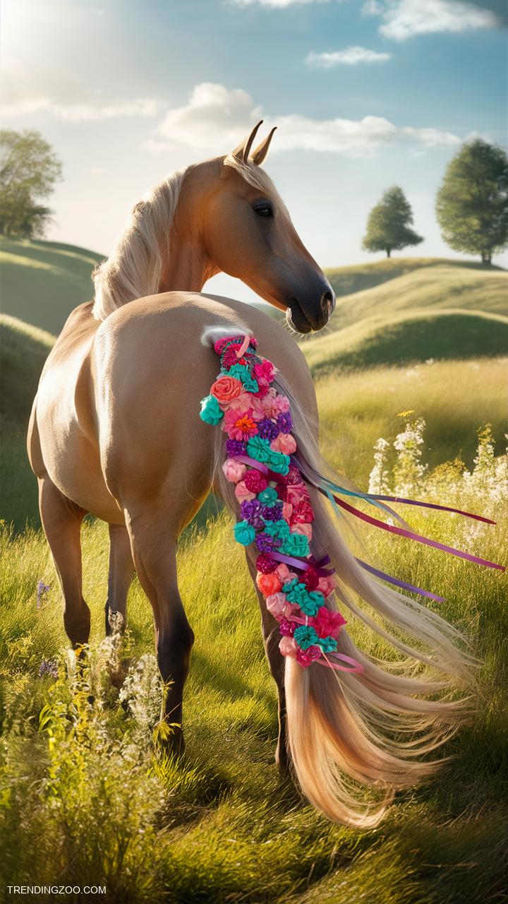 pretty horses Colorful braided tail accessories
