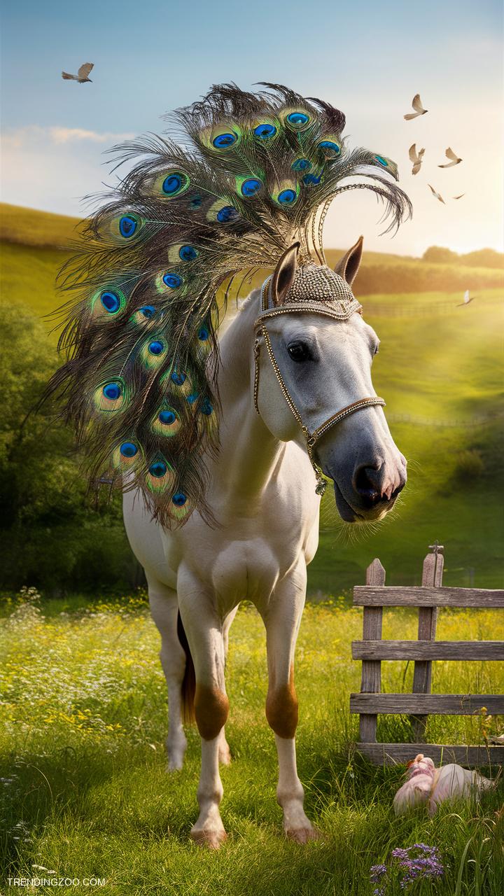 pretty horses Elegant feathered headpieces for parades