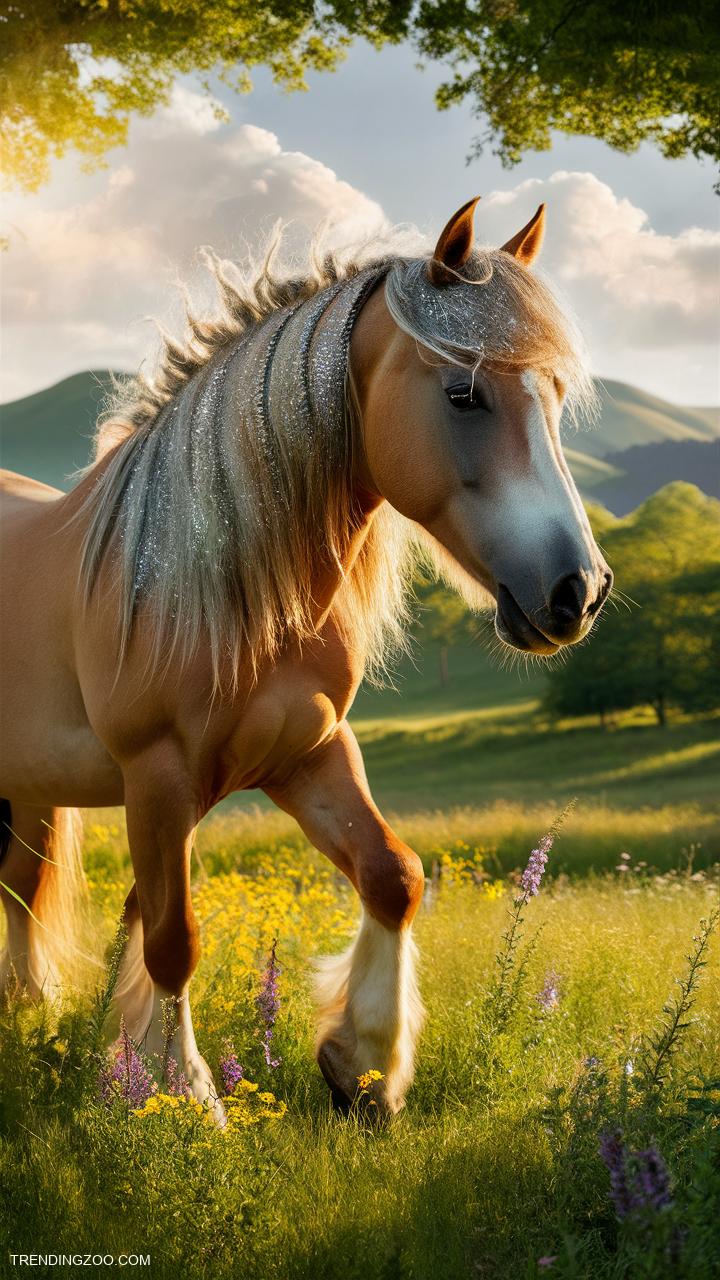 pretty horses Sparkling manes with glitter and rhinestones