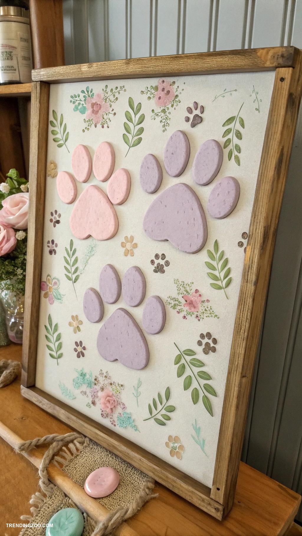 cat crafts Cat Paw Print Art for Wall Decor