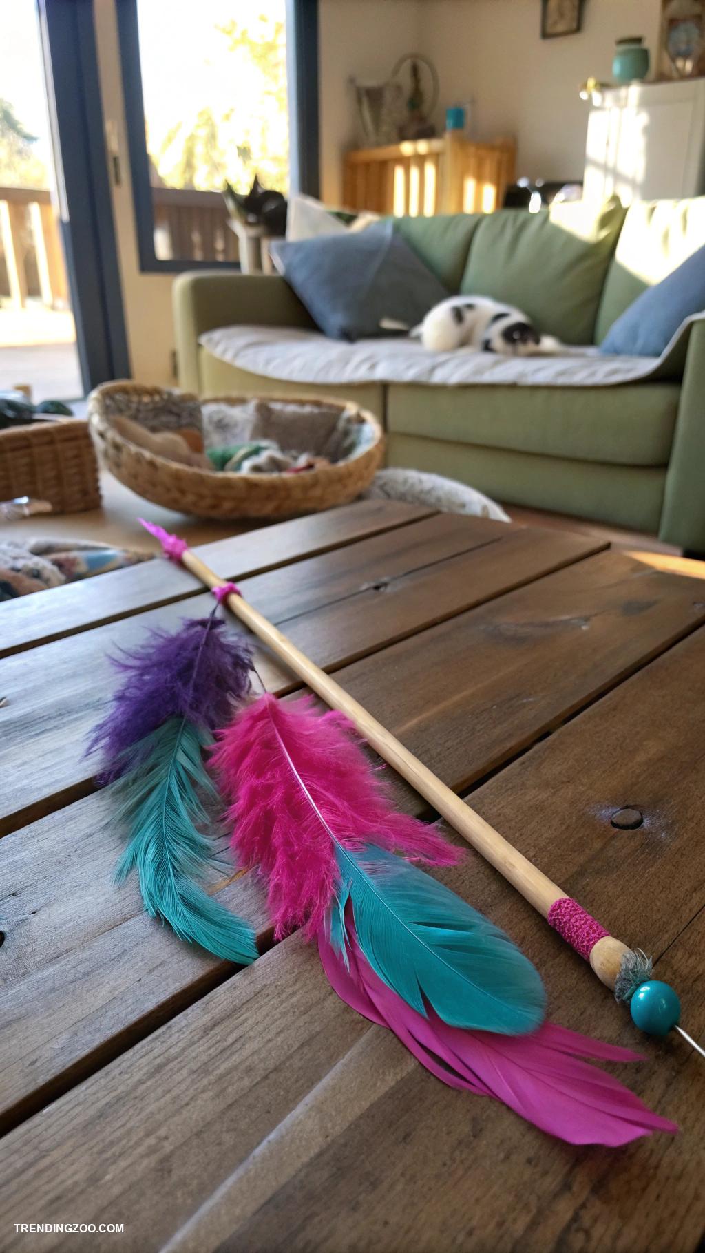 cat crafts Feather Wand Toys for Playtime Fun