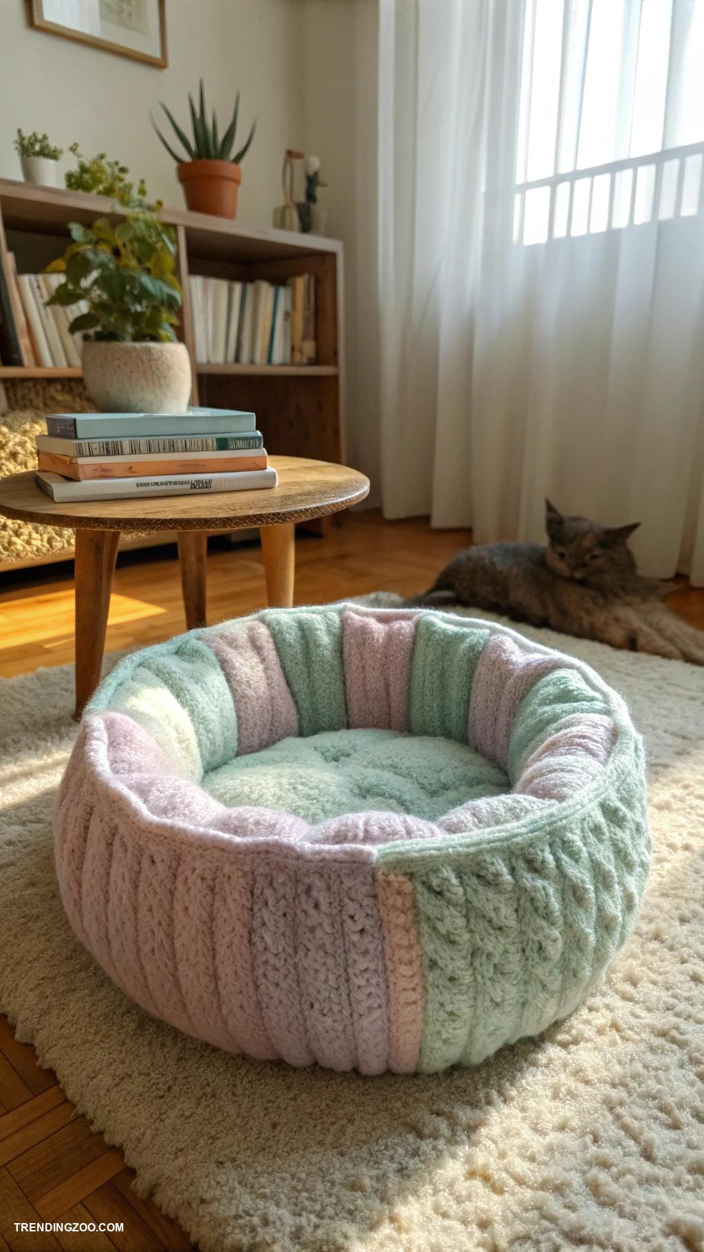 cat crafts Felted Cat Bed from Old Sweaters