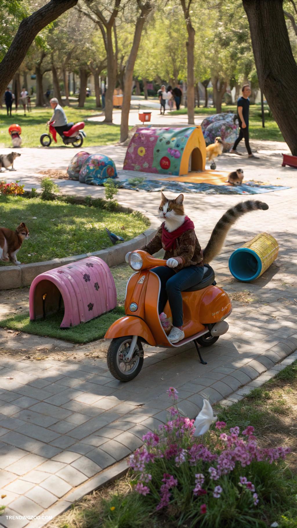 cats on vespas Adventurous cats exploring local parks