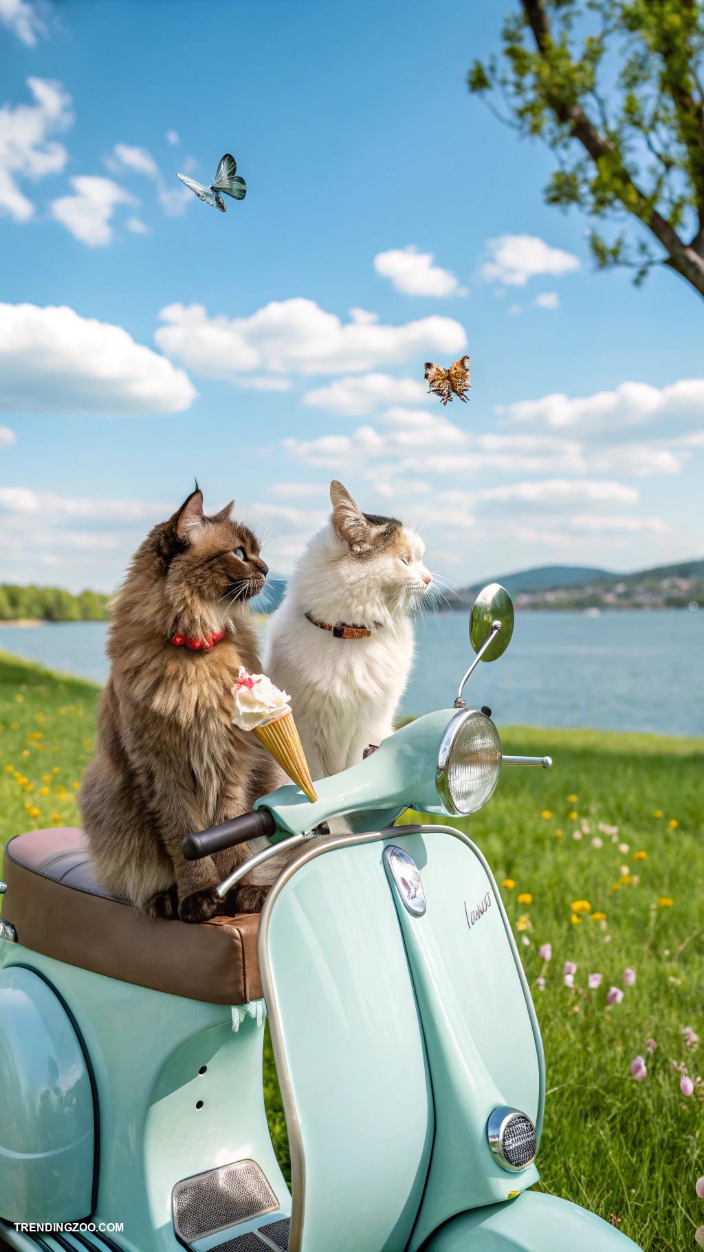 cats on vespas Cats enjoying ice cream on the vespa