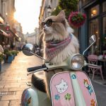 cats on vespas Fashionable cats with custom vespa decals