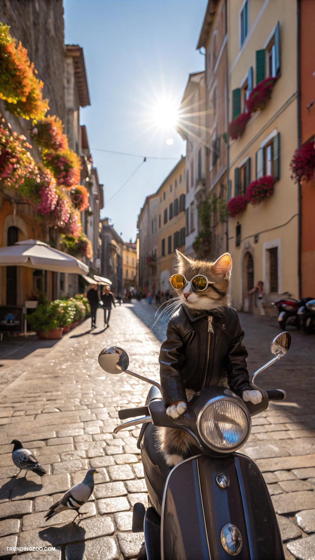 cats on vespas Stylish kittens cruising through the city