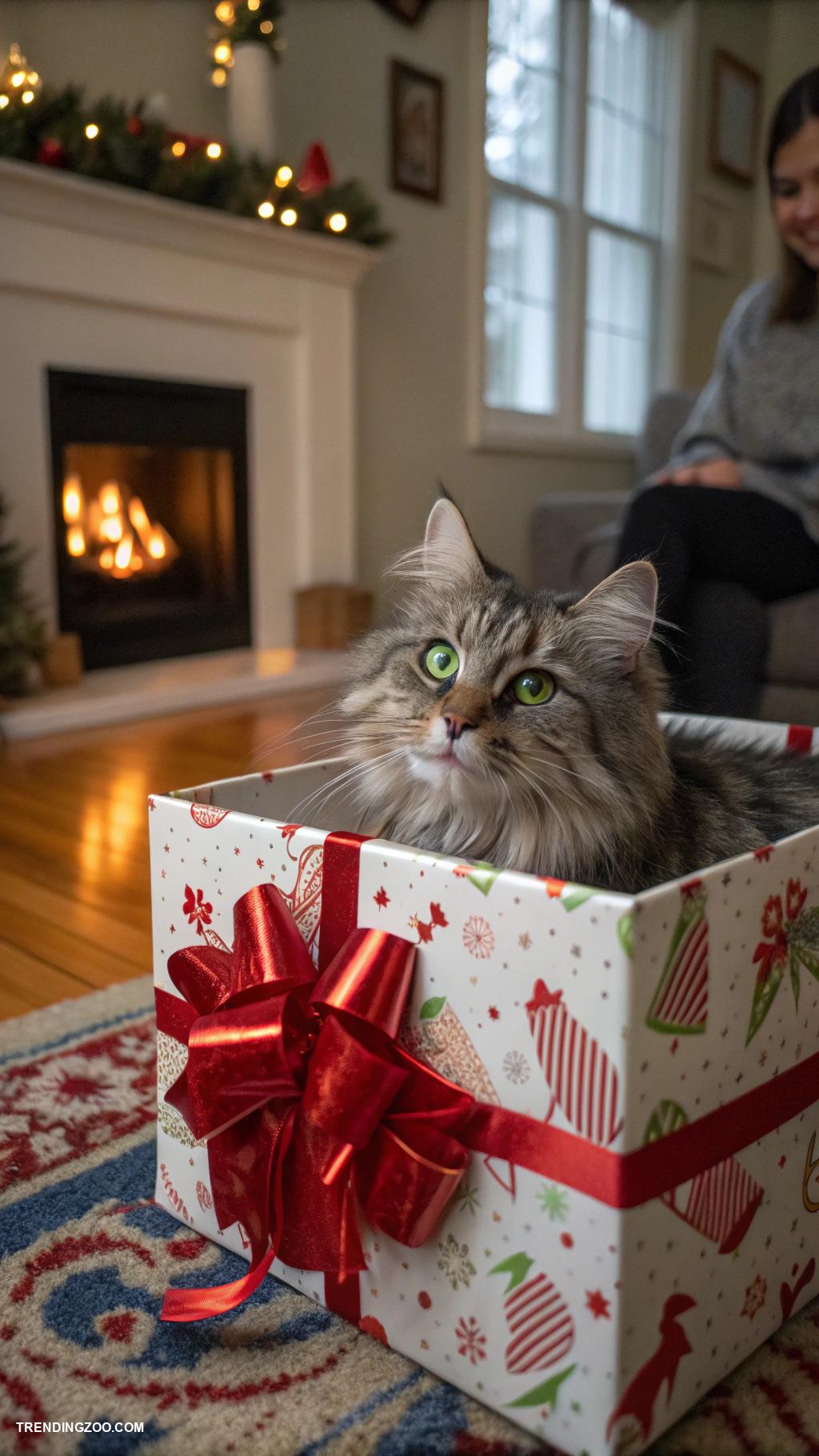 cute cats in boxes Charming feline peeking from a gift box