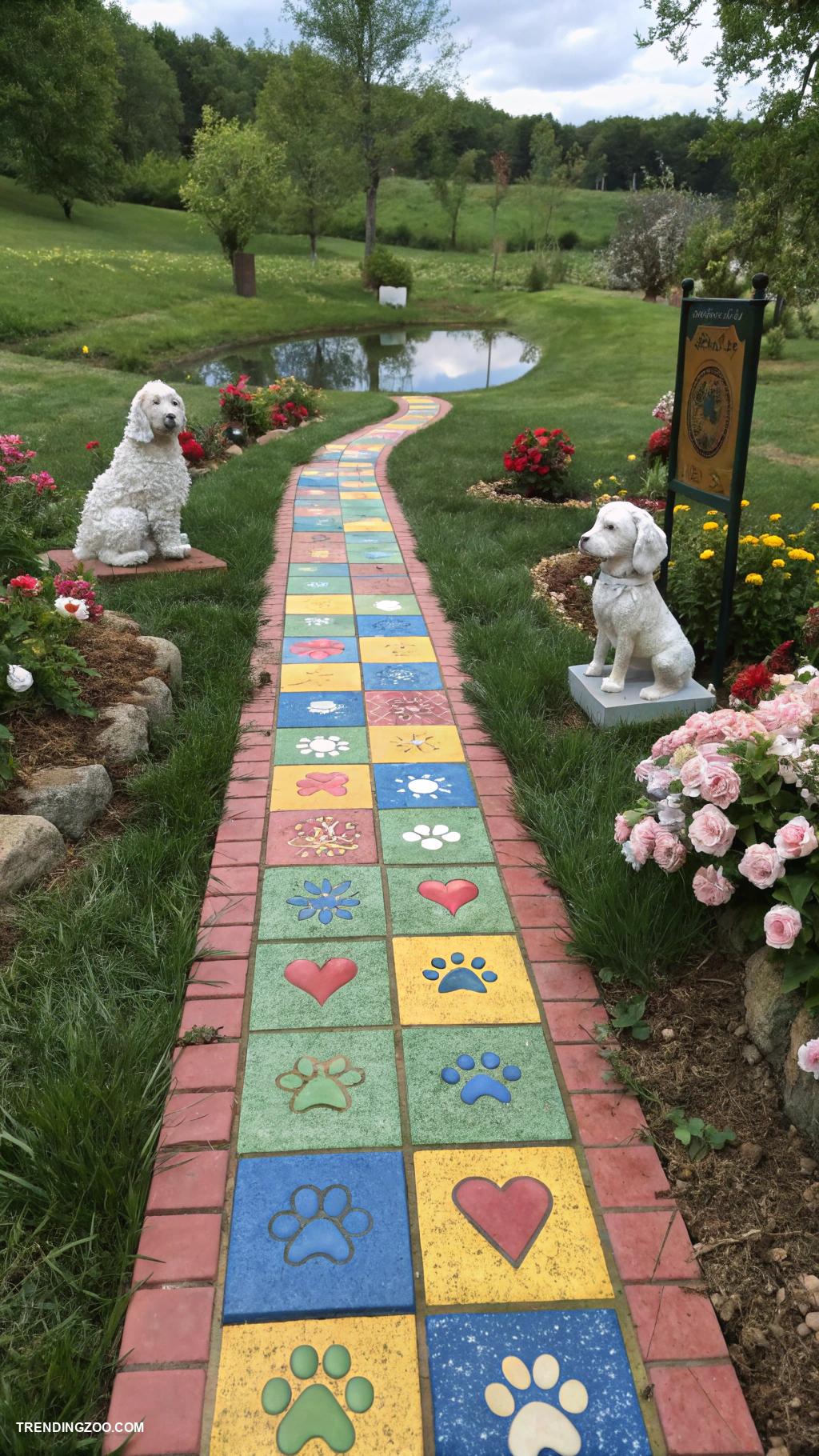 dog grave ideas Colorful mosaic pet memorial path