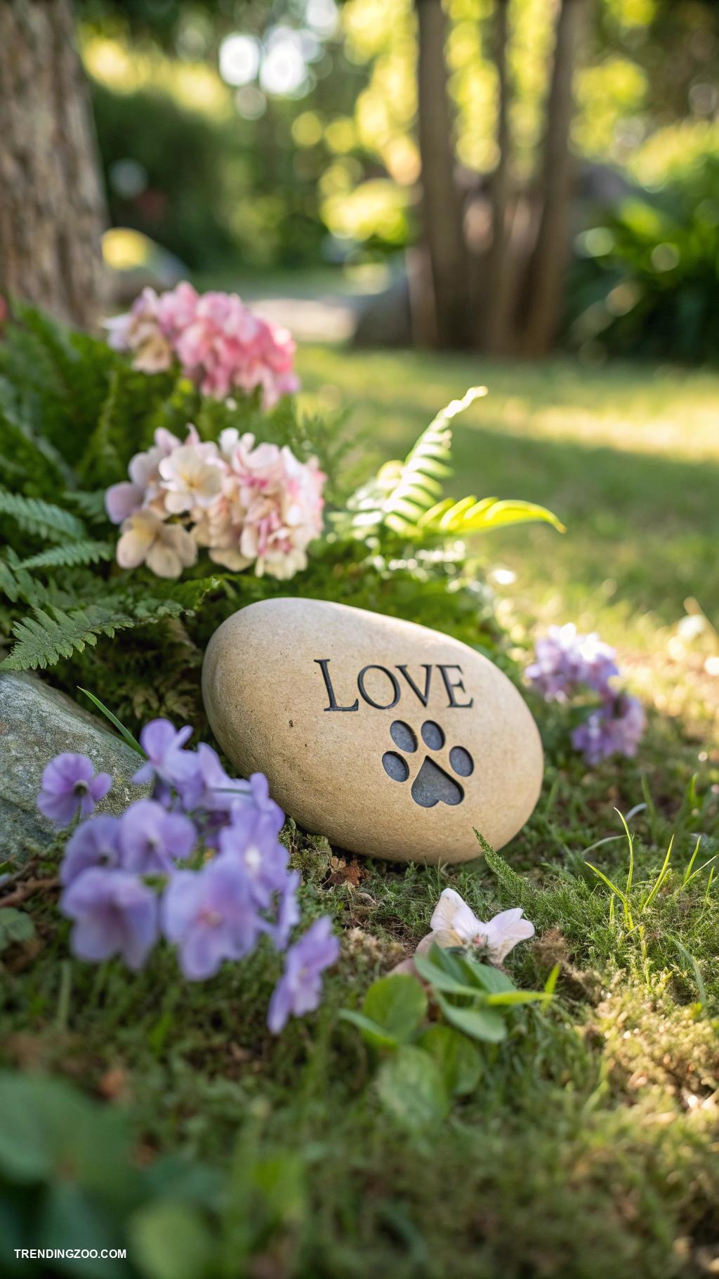 dog grave ideas Natural stone engraved with love