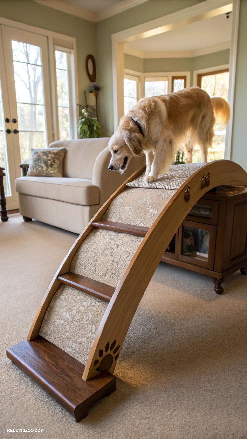 dog ramp designs Curved ramp for aesthetic appeal