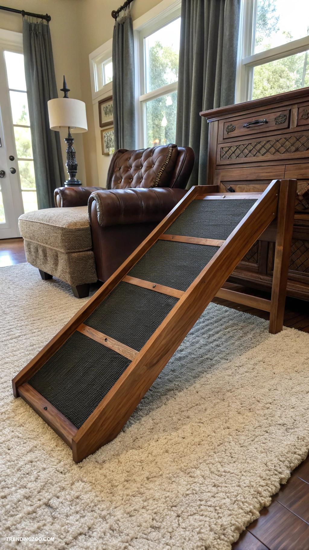 dog ramp designs Sleek wooden design with anti slip surface